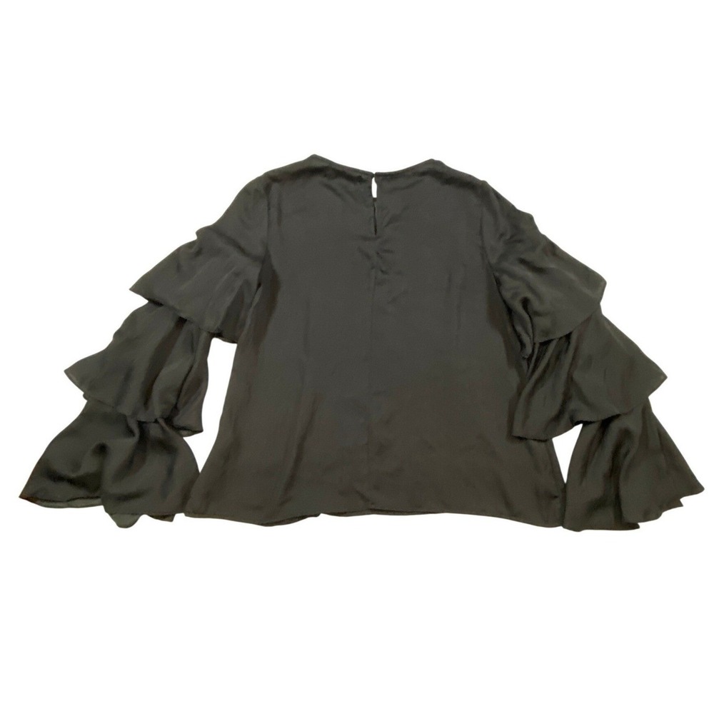 DO+BE Tuckernuck‎ Black Ruffled Bell Sleeve Long Sleeve Blouse Top Womens Size M